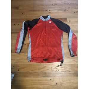 Descente Jersey 1/2 Zip Cycling Sweatshirt Long Sleeve Lined Red Blk Size Sz L